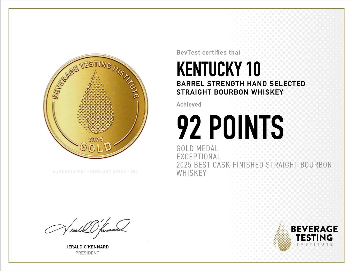 Kentucky 10 Straight Bourbon: Barrel Strength Hand Selected