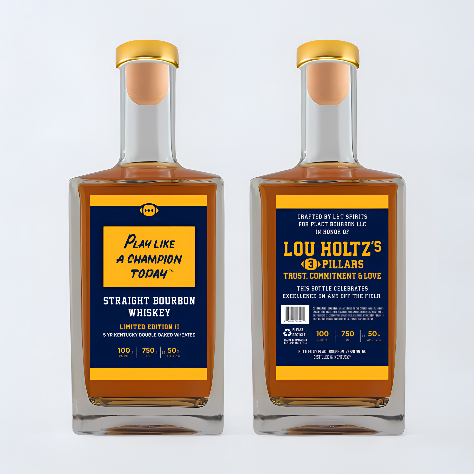 front & back of PLACT Bourbon Bottles